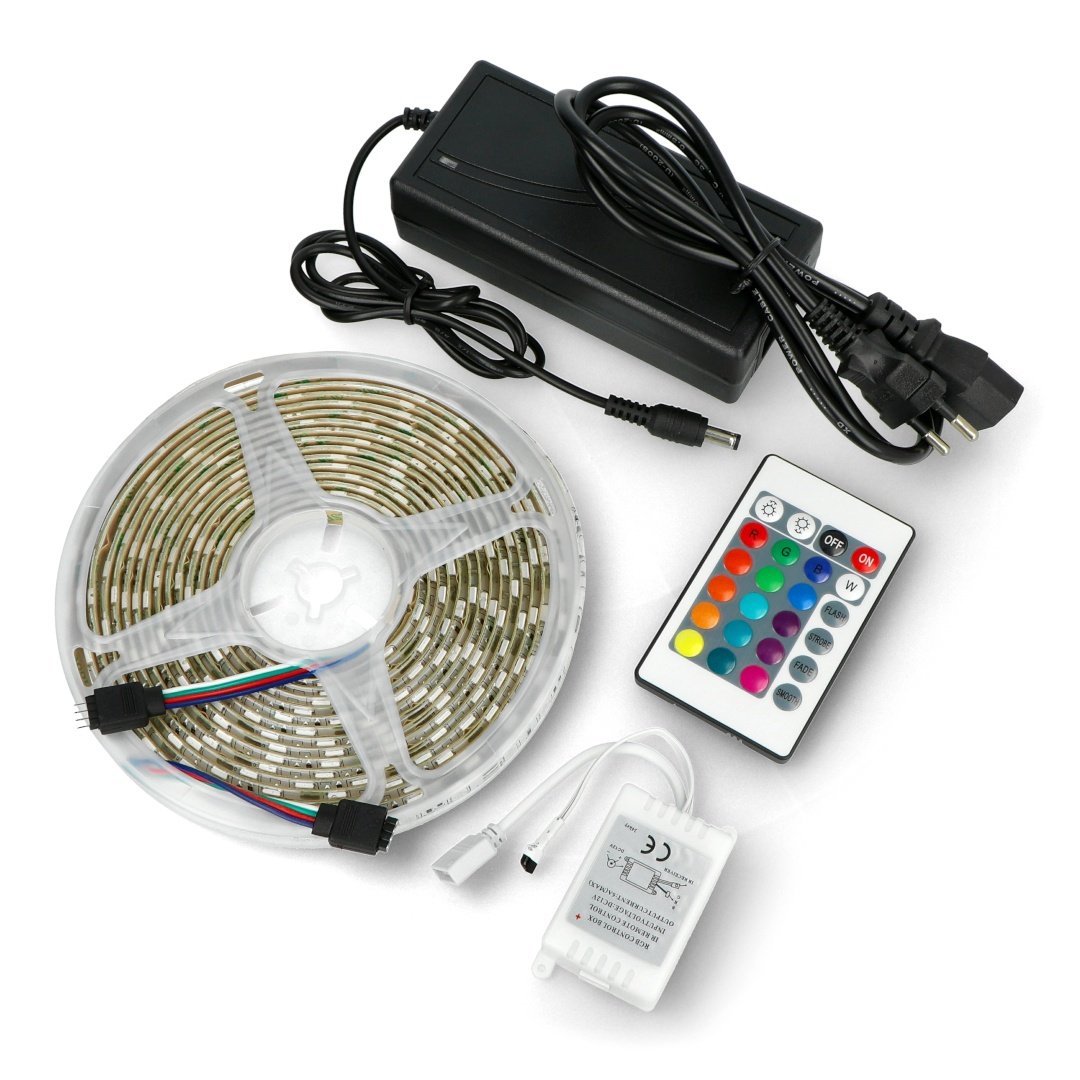 Sada: LED pásek SMD5050 IP20 14,4W, 60 LED / m, RGB - 5m +