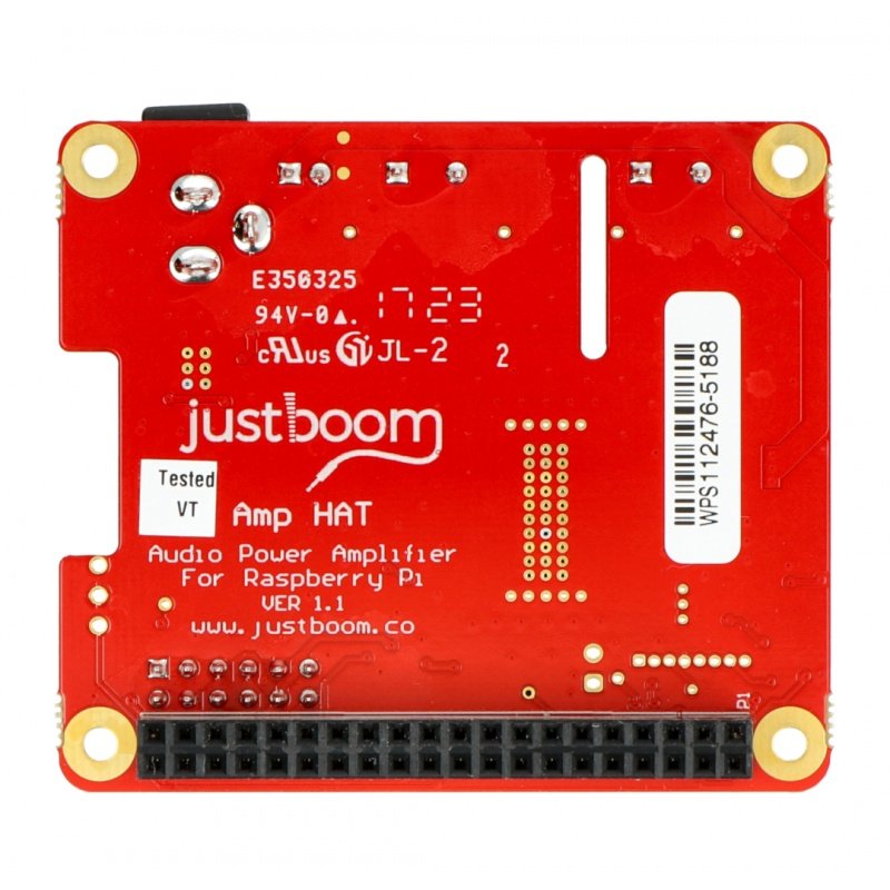 JustBoom Amp Hat - zesilovač třídy D 2x55W pro Raspberry Pi 4B