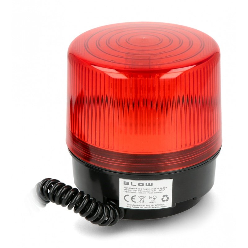 Magnetická signální lampa - LED 12V - červená
