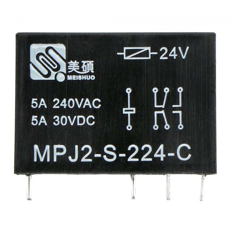 Relé MPJ2-S-224-C, 24V cívka, 2x 5A / 240VAC kontakty