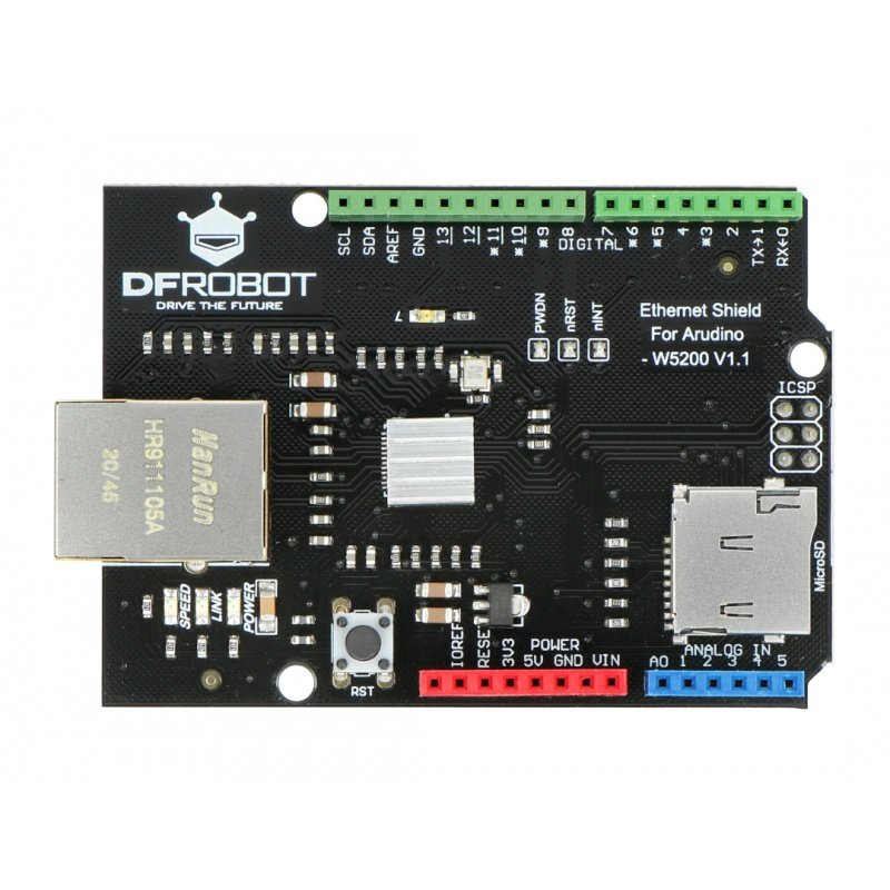 DFRobot Ethernet Shield - W5200 v1.1 se čtečkou karet microSD -