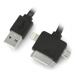 USB rozdělovač 3 v 1 - microUSB / Lightning / 30pin