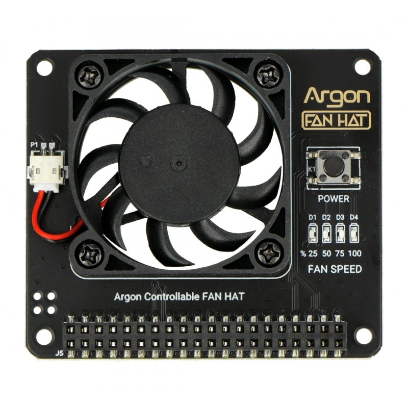 Argon Fan HAT v1.5 - překrytí s ventilátorem pro Raspberry Pi