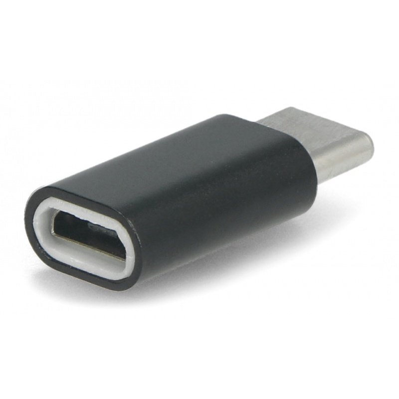 Adaptér microUSB - zástrčka USB typu C - černá