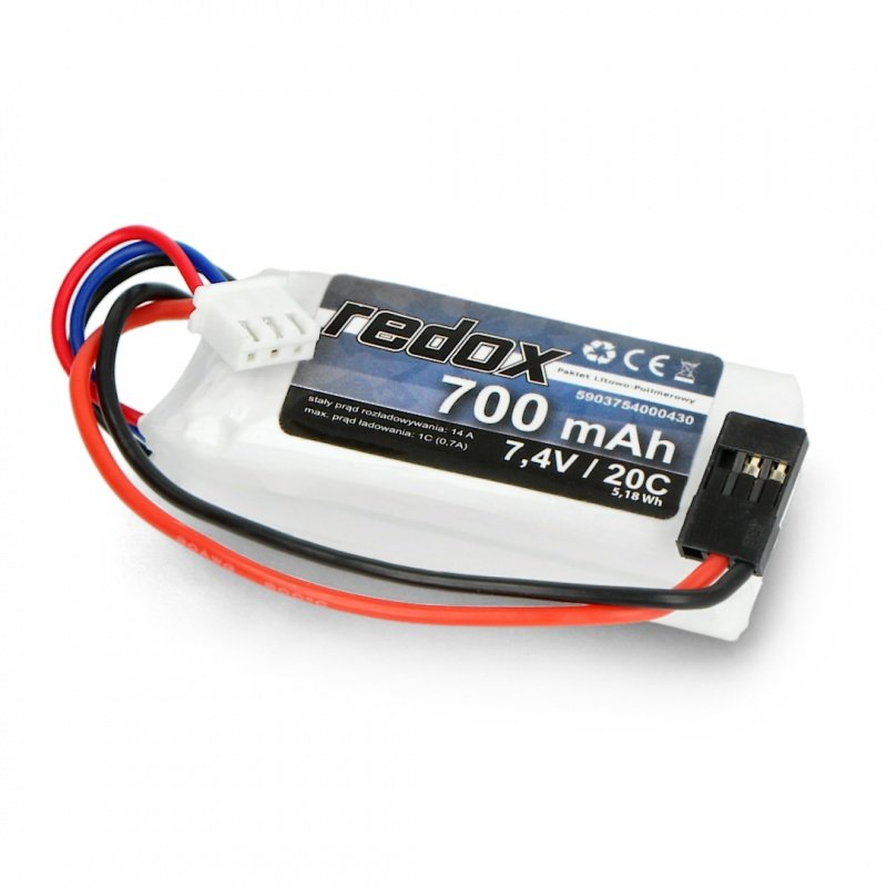 Redox 700 mAh 7,4V 20C (wtyczka JR) - pakiet LiPo