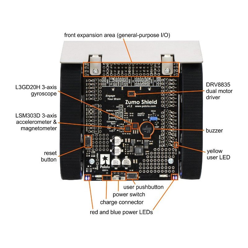 Zumo Shield v1.2 - základní deska Arduino
