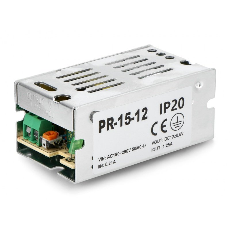 Napájecí zdroj pro LED pásky a pásky PR-15-12 12V / 1,25A / 15W