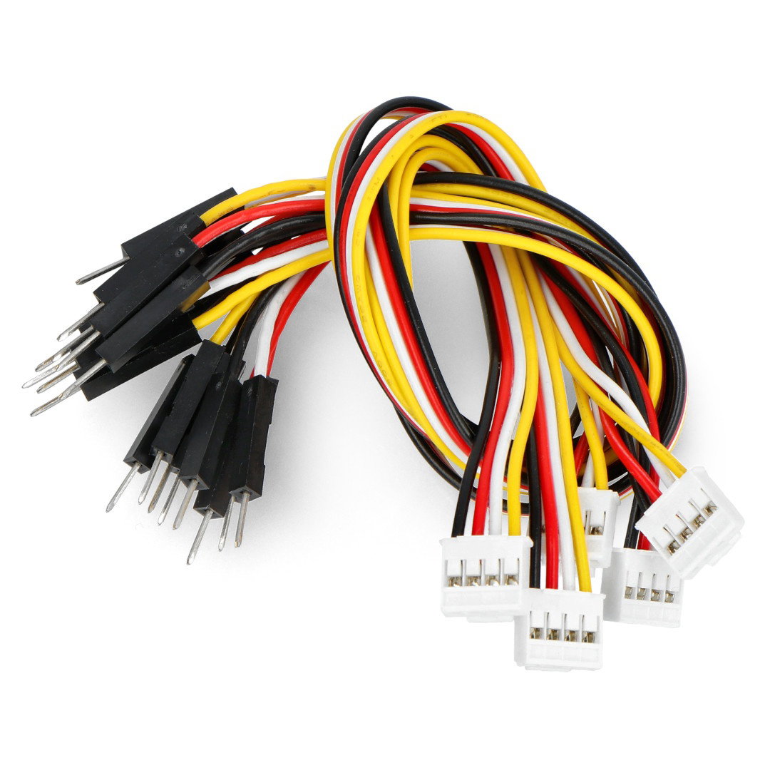 Grove - sada 5 vodičů 4pinový 2mm - zástrčky 2,54mm / 20cm
