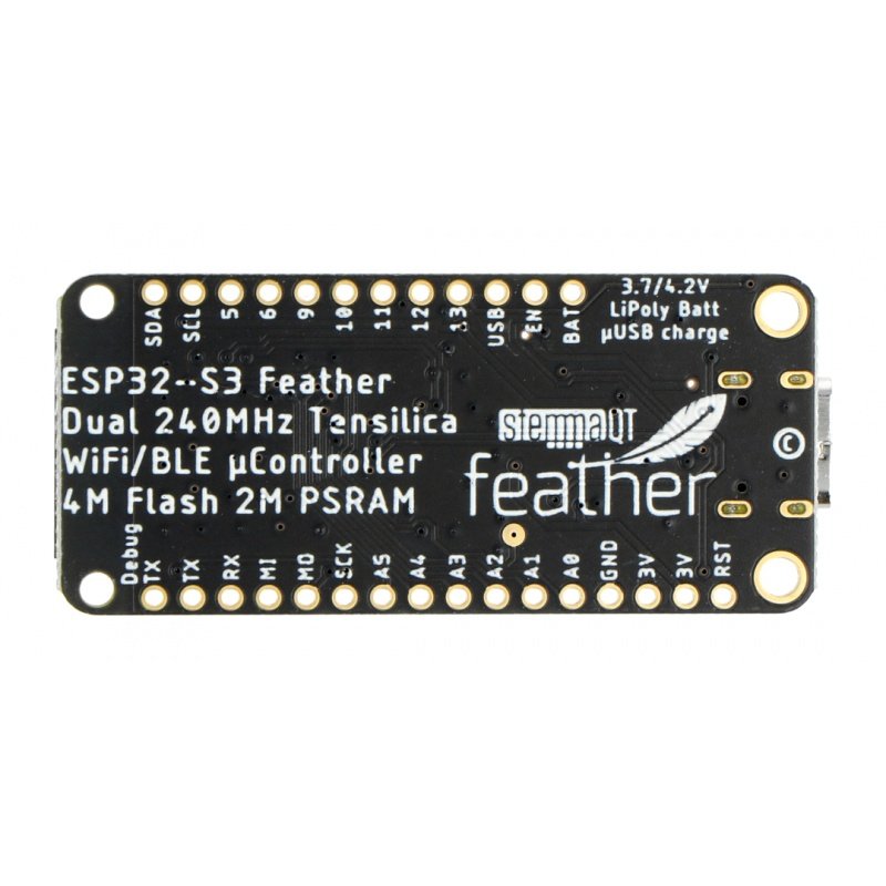 Adafruit ESP32-S3 Feather with 4MB Flash 2MB PSRAM - STEMMA QT