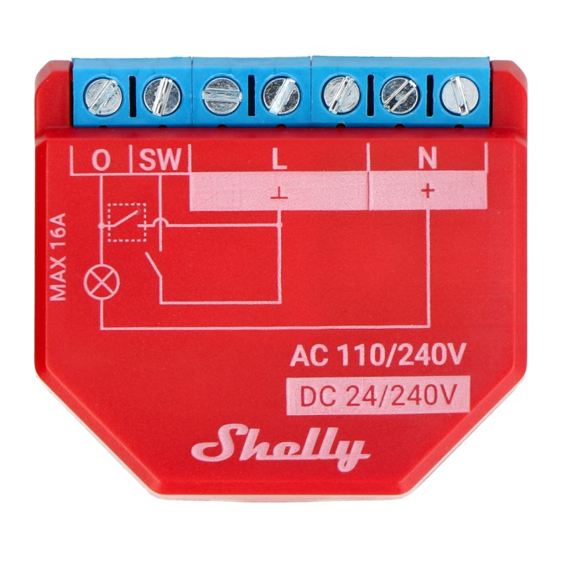 Shelly Plus 1PM - 1x AC 110-240V, DC 24-240V, WiFi 16A relé -