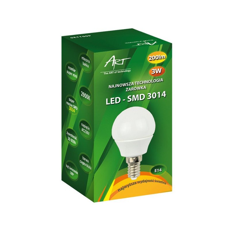 LED žárovka ART, žárovka na mléko, E14, 3W, 200 lm