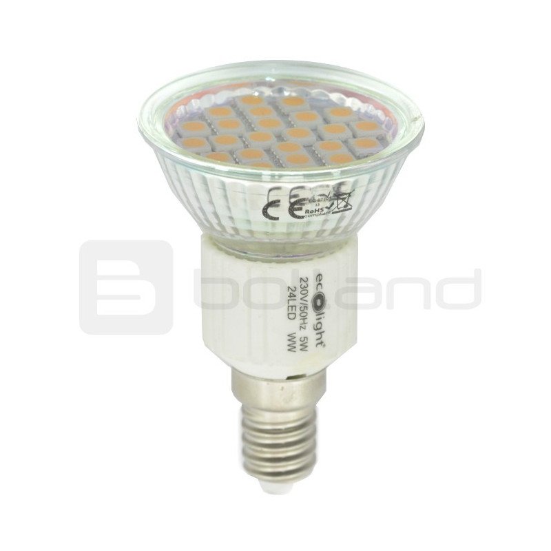 LED ekologická žárovka, E14, 5W, 370, teplá barva