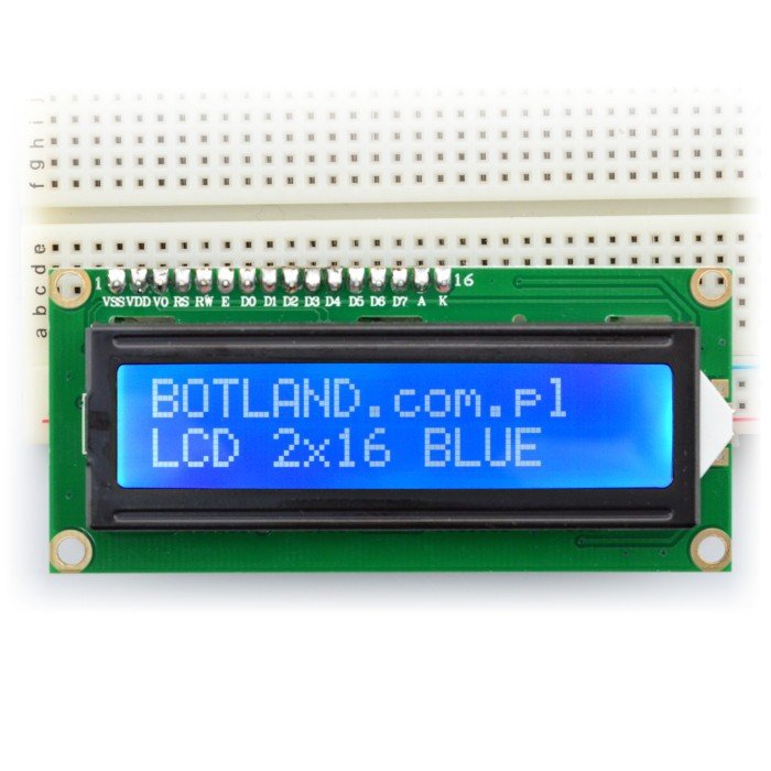 LCD displej 2x16 znaků modrý s konektory