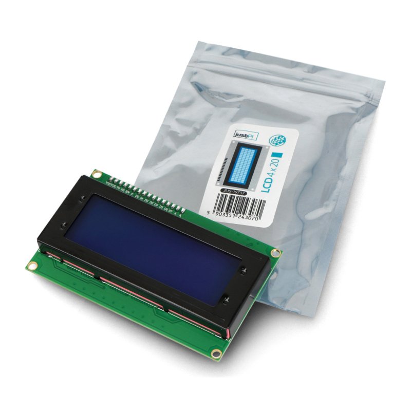 LCD displej 4x20 znaků modrý s konektory - justPi