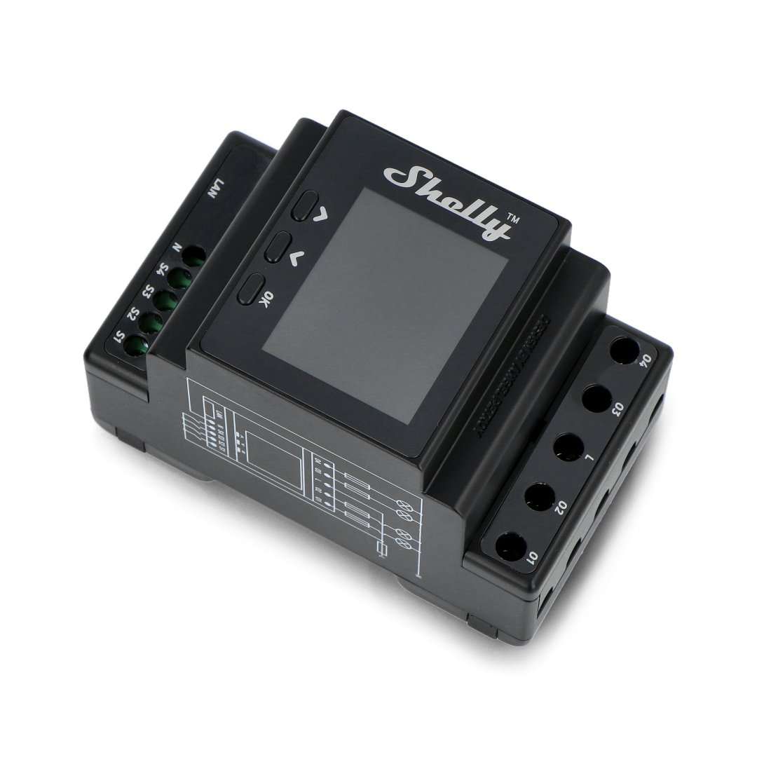 Shelly Pro 4PM - 4kanálový WiFi 230V ovladač s displejem -