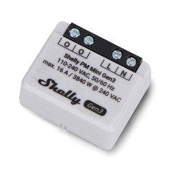 Shelly PM Mini Gen3 - inteligentní měřič spotřeby energie 240V/16A WiFi/Bluetooth - 1 kanál - aplikace pro Android/iOS