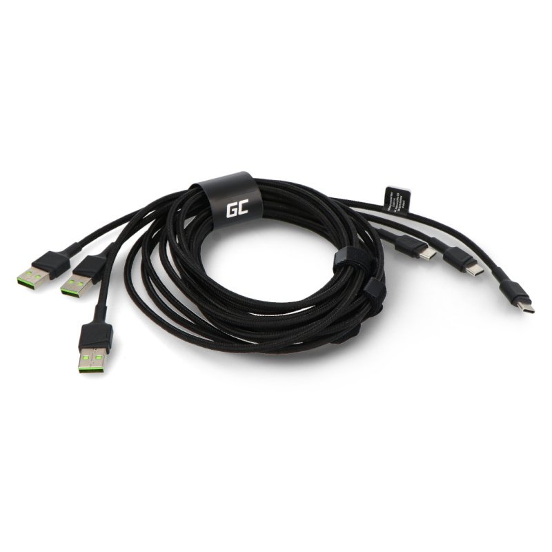 Zestaw 3x Kabel Green Cell GC Ray USB - USB-C 200cm, zielony