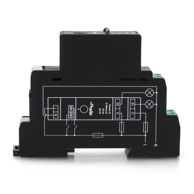 2-kanałowy przekaźnik na szynę DIN z pomiarem energii Shelly