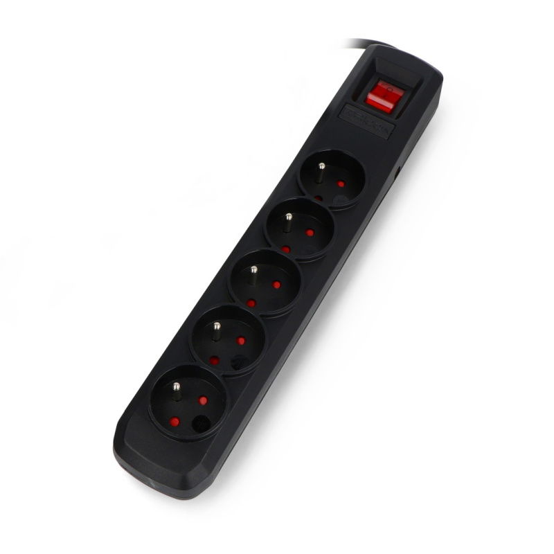 Prodlužovací kabel se zabezpečením Arcon R5 černý - 5 zásuvek