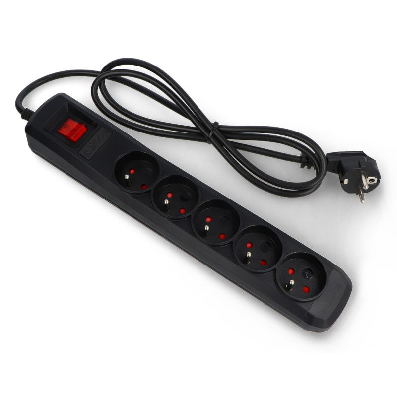 Prodlužovací kabel se zabezpečením Arcon R5 černý - 5 zásuvek