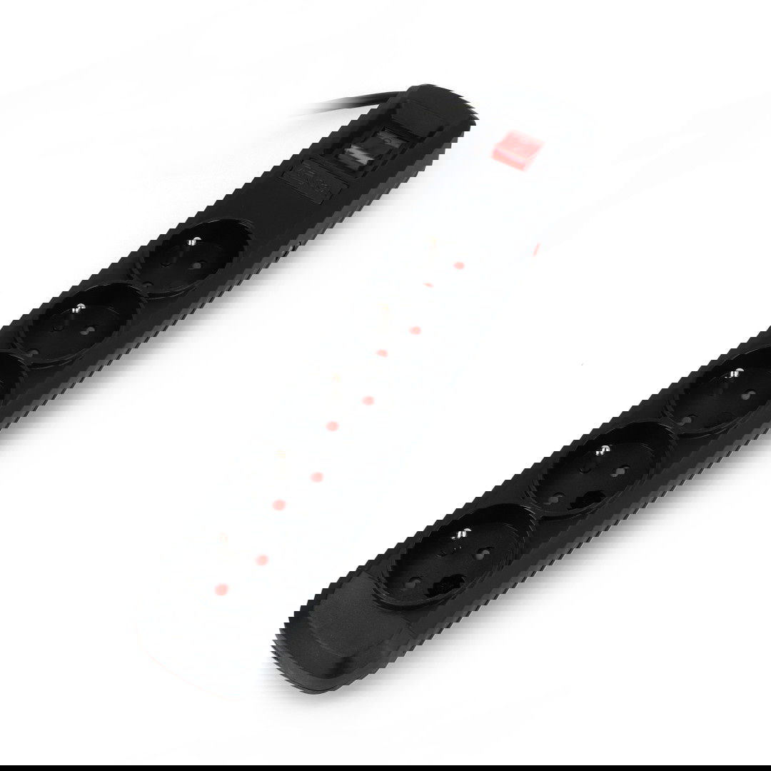 Arcon R5 černý prodlužovací kabel s ochranou - 5 zásuvek - 3 m