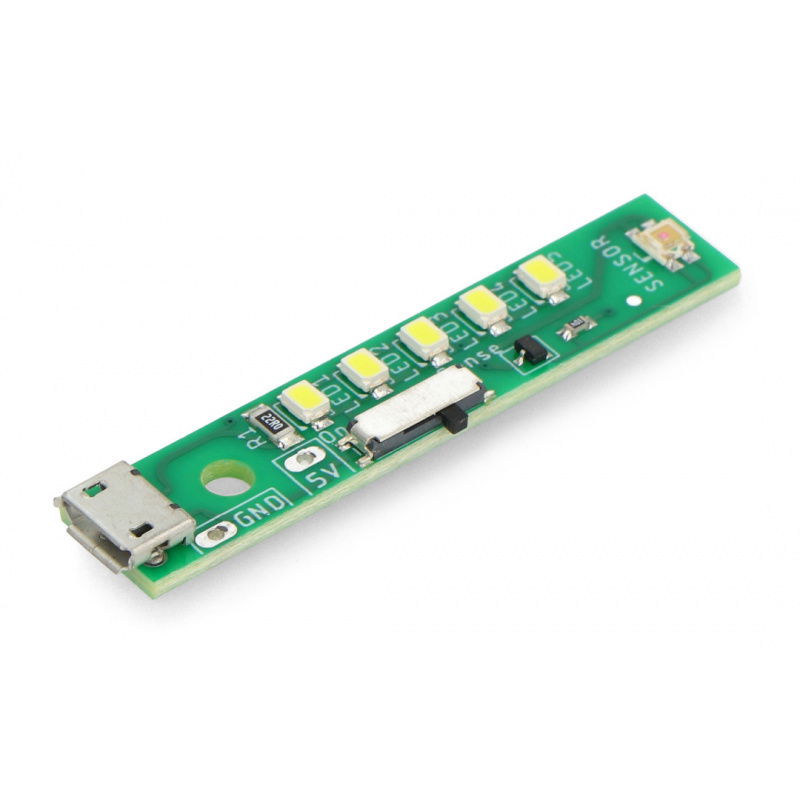 LED pásek 5 x 5V USB diody se světelným senzorem - Kitronik 3562