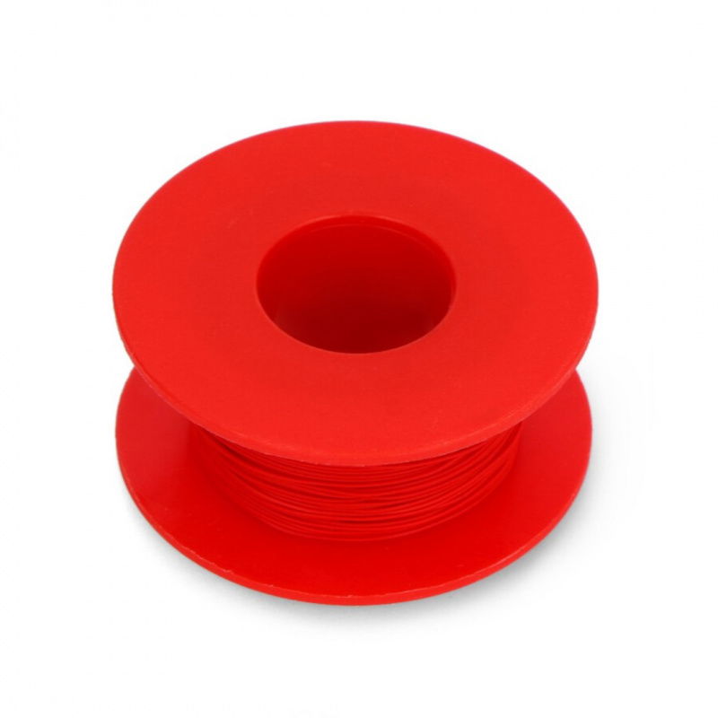 Postříbřený měděný montážní drát KYNAR - 0,25 mm / AWG 30 - červený - 50 m