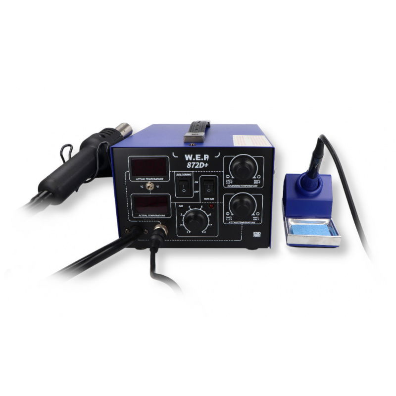 2v1 horkovzdušná pájecí stanice s hrotem WEP 872D + kompresor - 700W