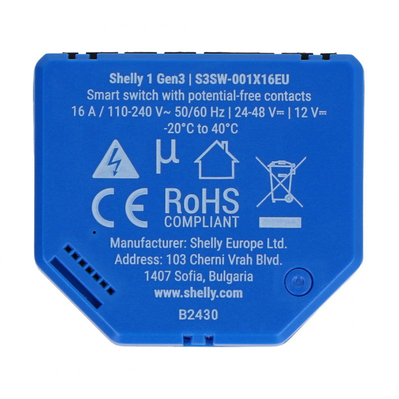 Zestaw 4 Sterowników Shelly 1 Gen3 WiFi/Bluetooth