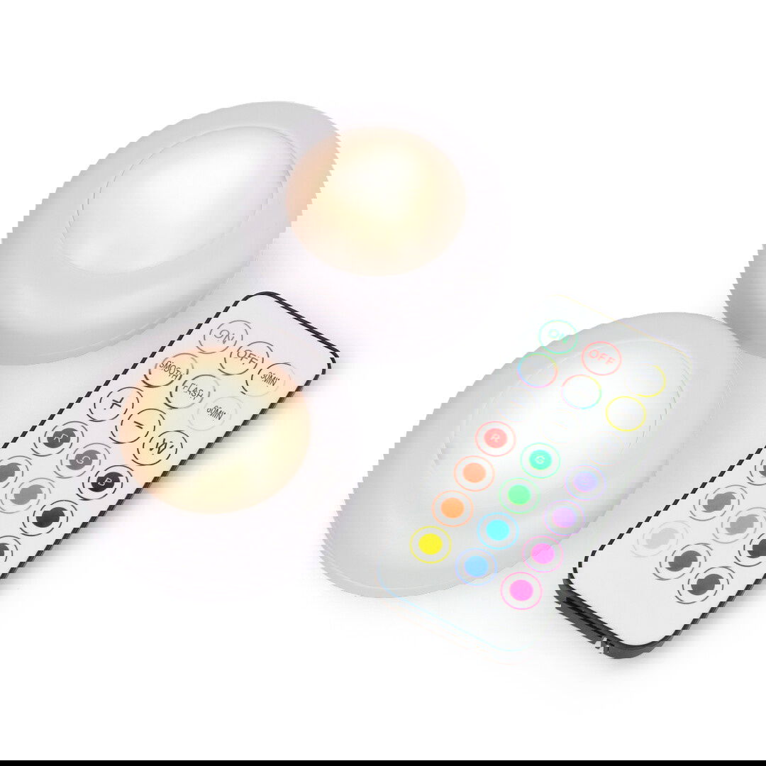 Remote Controlled 16-color RGBW Puck Lights (2pcs) - KC007