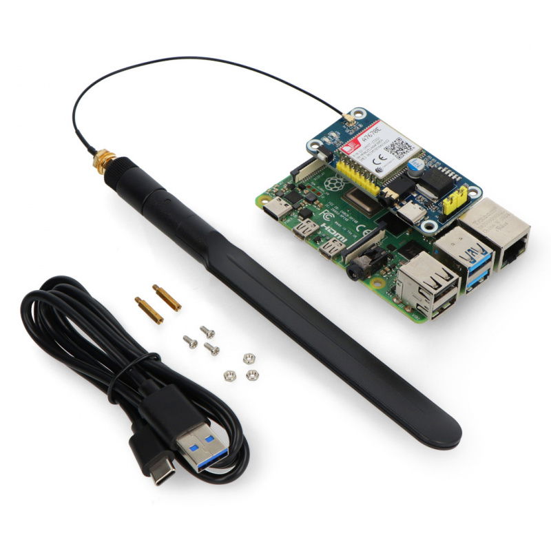 A7670E LTE Cat -1 HAT pro Raspberry Pi, vícepásmová, 2G GSM /