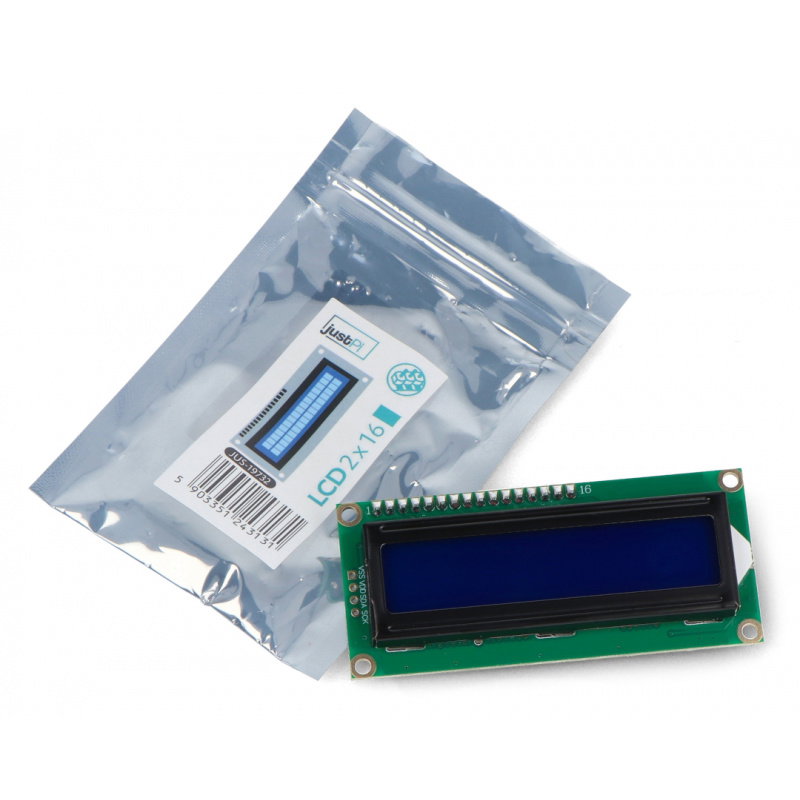 LCD displej 2x16 znaků modrý s konektory - justPi