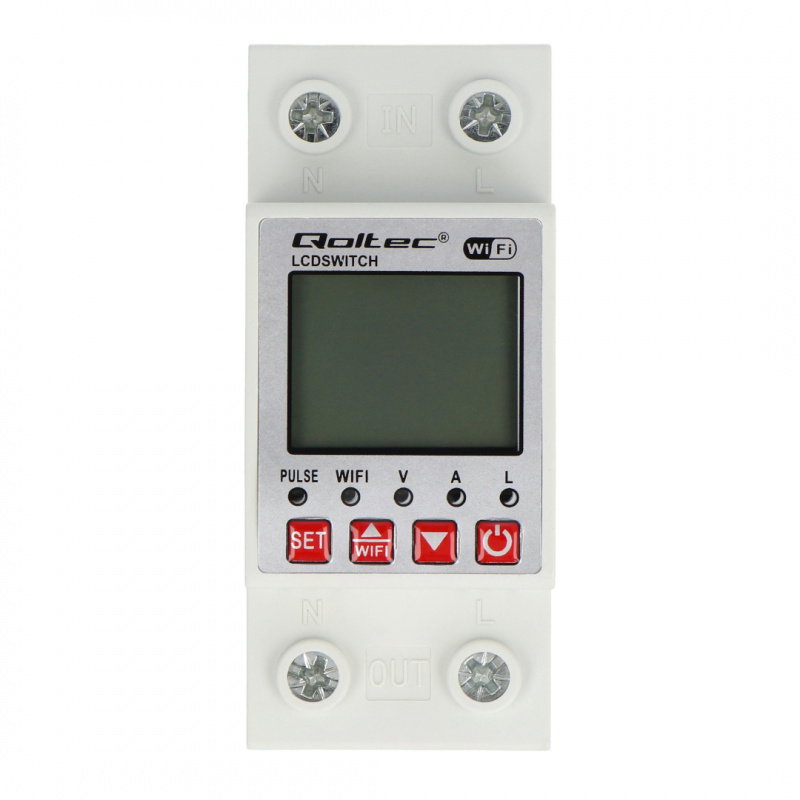 Qoltec Przekaźnik 63A na szynę DIN z licznikiem energii