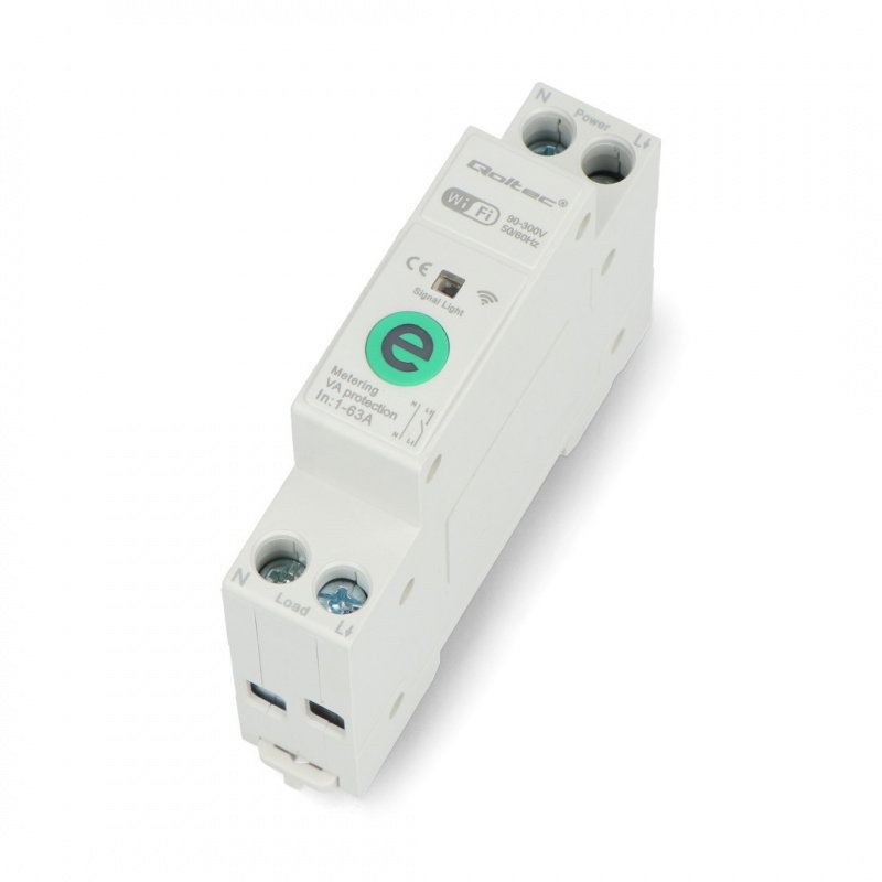 Qoltec Przekaźnik 63A na szynę DIN z licznikiem energii