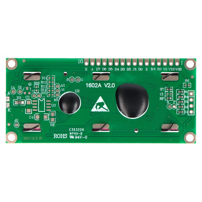 LCD displej 2x16 znaků - zelený - justPi