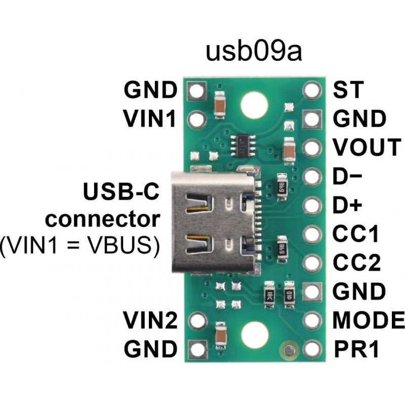 TPS2116 Power Multiplexer Carrier with USB Type-C Connector
