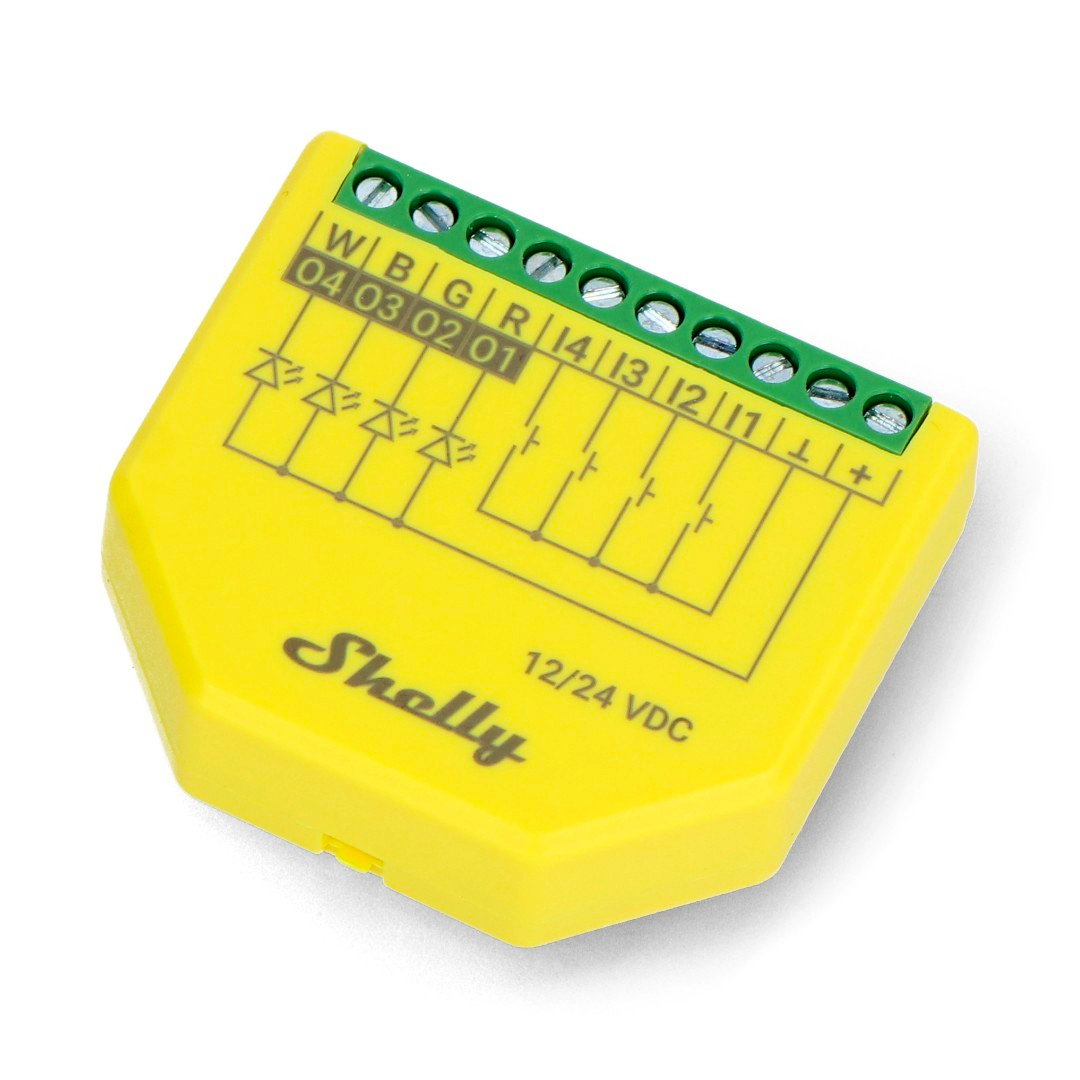 Shelly Plus RGBW PM - ovladač LED pásků 12/24VDC -