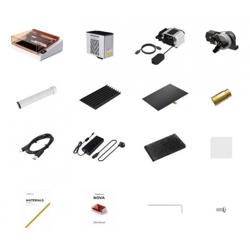 Ploter laserowy TOOCAA NOVA 20W + moduł rotacyjny + pompa