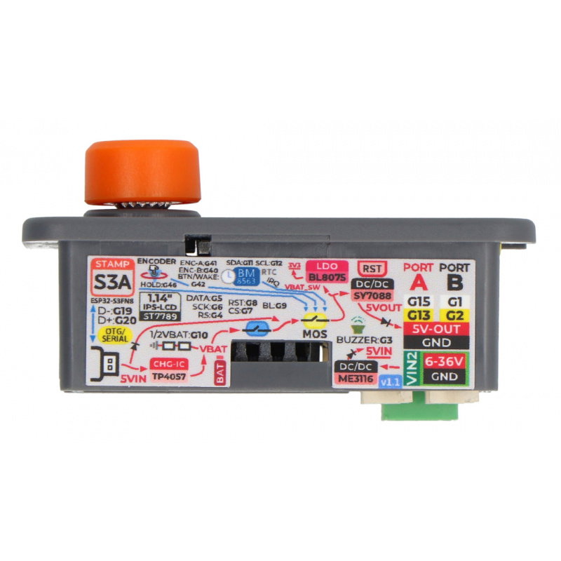 DinMeter v1.1 - vývojový modul ve standardu 1/32 DIN - M5Stamp