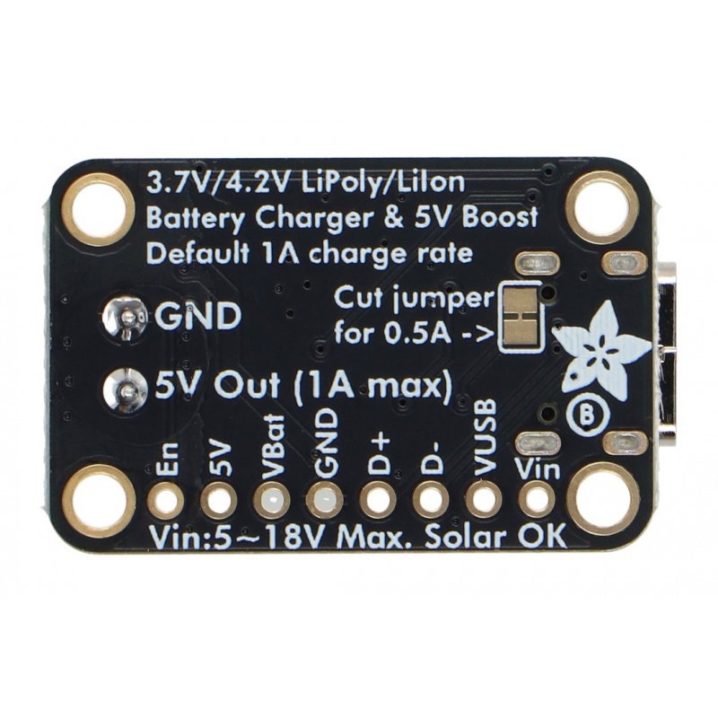 Adafruit bq25185 USB / DC / Solar Charger with 5V Boost Board