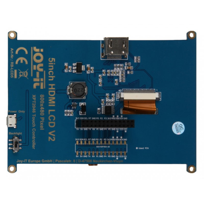 Dotykový displej 800x480px pro Raspberry Pi - Joy-IT RB-LCD-5 5''