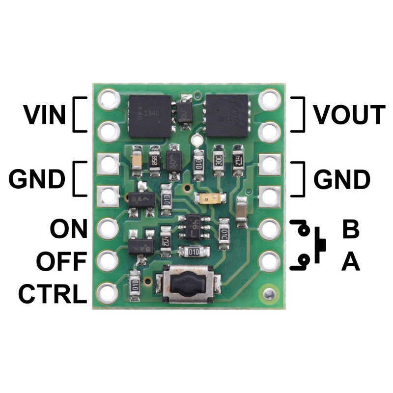 Mini spínač Push MOSFET LV 2,2-20V/6A - s ochranou proti zpětnému proudu - Pololu 2808