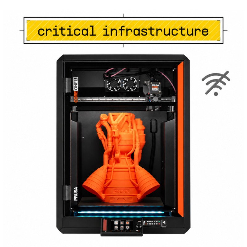 3D tiskárna - Original Prusa CORE One L - sestavená - Critical Infrastructure Edition - se šifrovaným USB diskem 30 GB