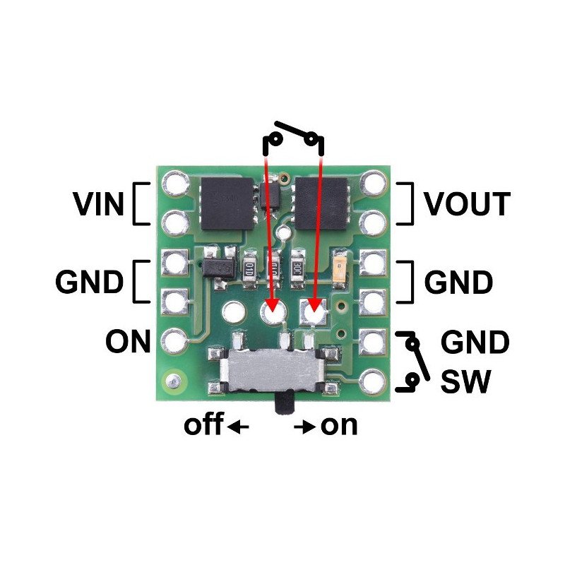 Mini MOSFET posuvný spínač s ochranou proti zpětnému proudu, 4,5-40V