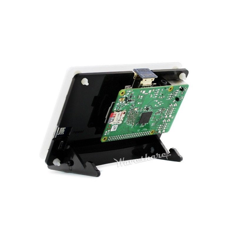 Odporový dotykový displej LCD TFT 5 '' 800x480px HDMI + GPIO pro Raspberry Pi 2 / B + + černobílé pouzdro