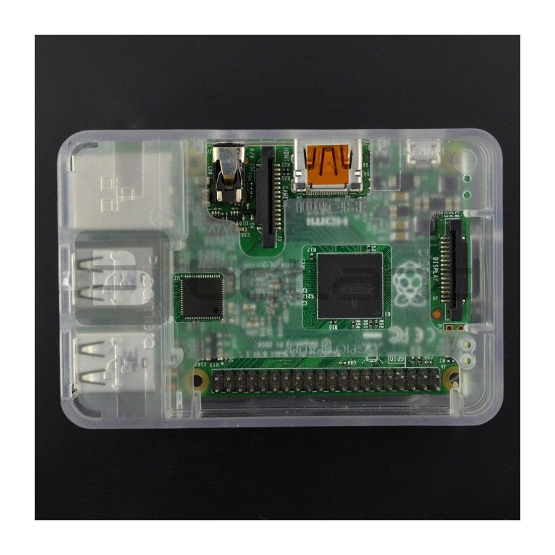 Pouzdro Raspberry Pi Model 2 / B + RS - průhledné s krytem