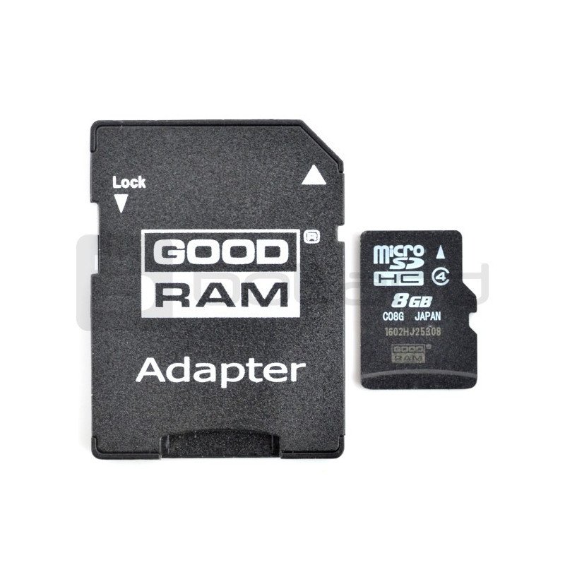 Paměťová karta Goodram micro SD / SDHC 8 GB třídy 4 s adaptérem