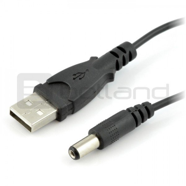 Kabel USB A - zástrčka DC 5,5 / 2,1 mm - 0,8 m