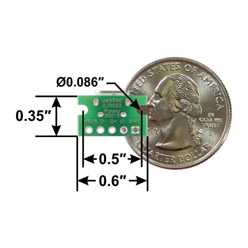 MicroUSB typ B 5 pin - konektor pro nepájivé pole - Pololu 2586