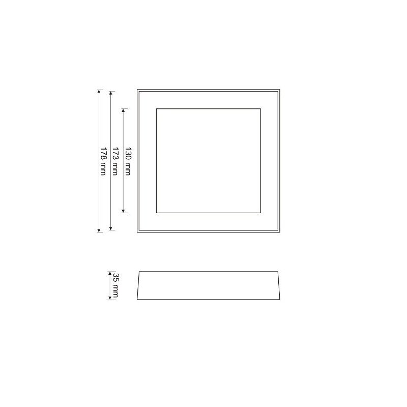 Povrchový panel LED ART, hranatý 18 cm, 12 W, 720 lm, AC80-265V, 4000K - neutrální bílá